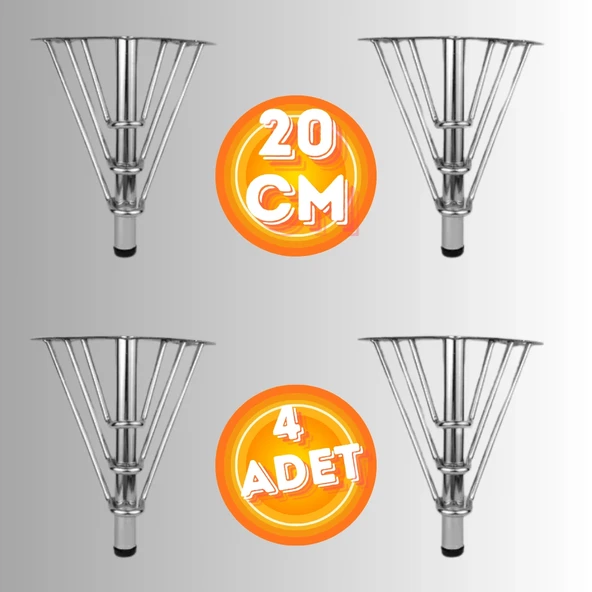 20 CM METAL 3 TELLİ KOLTUK AYAĞI MOBİLYA AYAĞI ÜNİTE AYAĞI KONSOL AYAĞI PUF BERJER AYAĞI (4 ADET) ürün görseli