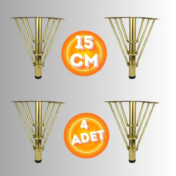 15 CM METAL 3 TELLİ KOLTUK AYAĞI MOBİLYA AYAĞI ÜNİTE AYAĞI KONSOL AYAĞI PUF BERJER AYAĞI (4 ADET) - Resim 2