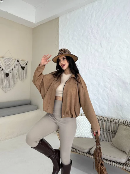 Süet Apoletli Bomber Ceket ürün görseli