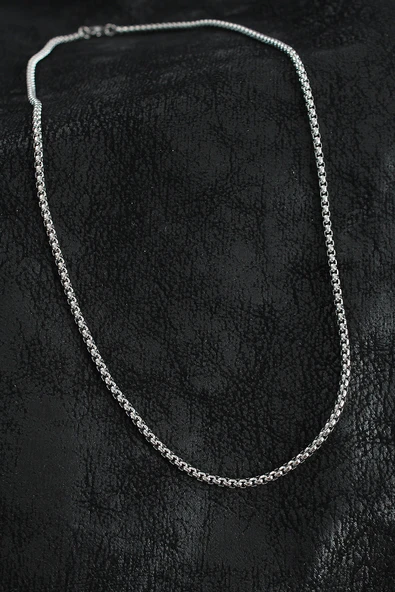 316L Çelik Örme Zincir Model Gümüş Renk Erkek Kolye - TJ-ERK1399 ürün görseli