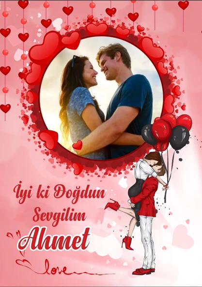 Sevgili Temalı Doğum Günü Afişi - 50x70 Cm ürün görseli