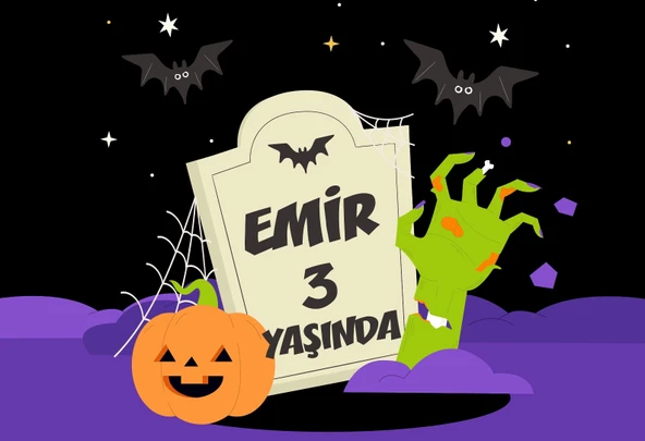 Cadılar Bayramı Temalı Doğum Günü Afişi - 35x50 Cm ürün görseli