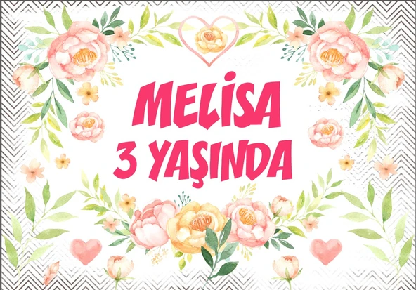 Çiçekkler Temalı Doğum Günü Afişi - 35x50 Cm ürün görseli