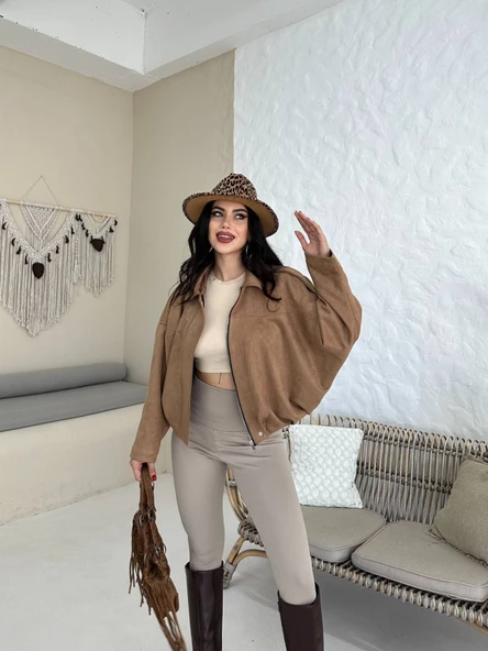 Süet Apoletli Bomber Ceket - Resim 3