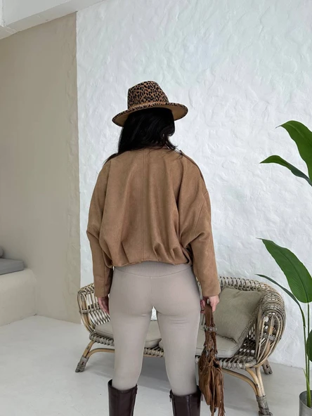 Süet Apoletli Bomber Ceket - Resim 6