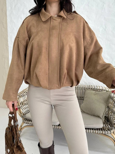 Süet Apoletli Bomber Ceket - Resim 4