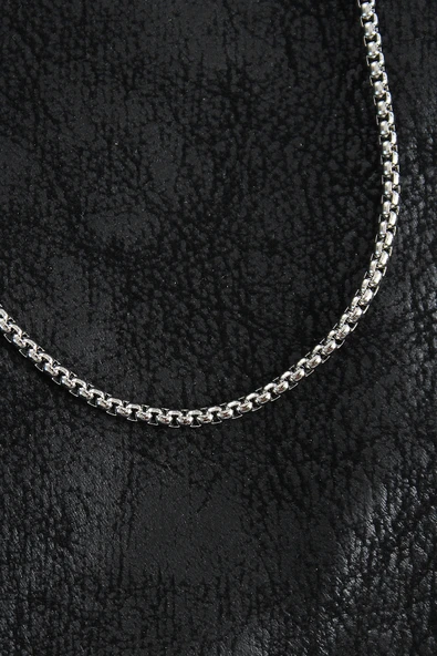 316L Çelik Örme Zincir Model Gümüş Renk Erkek Kolye - TJ-ERK1399 - Resim 2