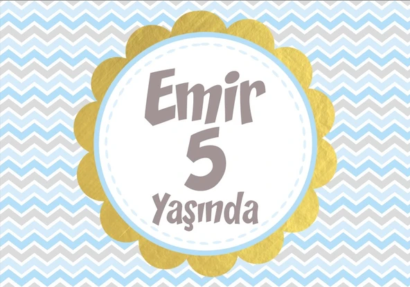 Mavi Çizgili Doğum Günü Afişi - 35x50 Cm ürün görseli