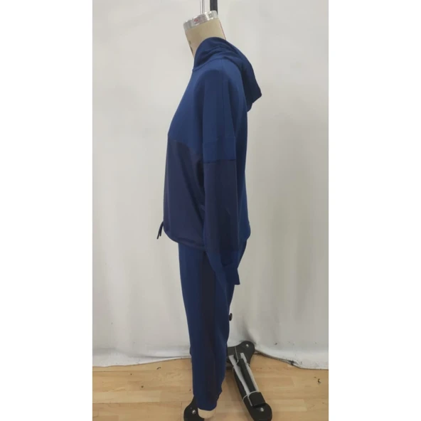 Lucky Life Kadın Uzun Kollu Kapşonlu Viskon Iki Iplik Bluz Ve Pantolon Ikili Takım - 5