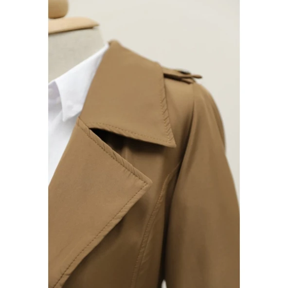 Lucky Life Astarlı Kemerli Trenckot -Taba - 4