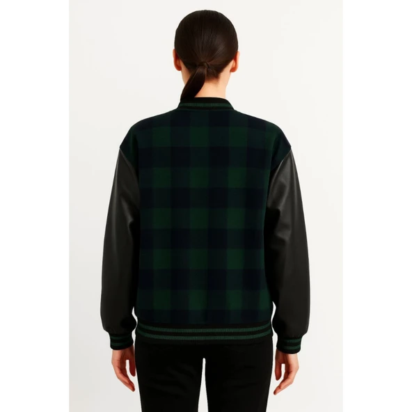 Lucky Life Kolları Suni Deri Içi Astarlı Oduncu Kolej Içi Ceket - Haki