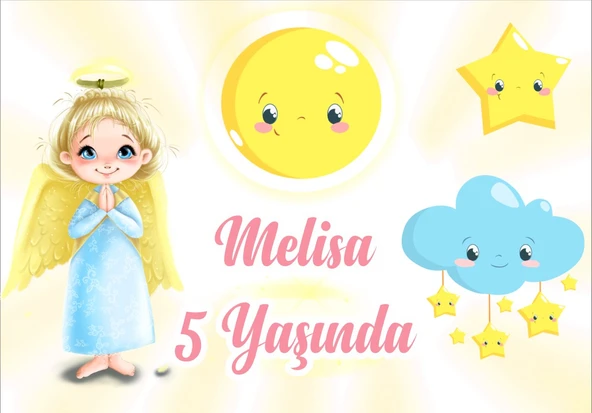 Melek Temalı Doğuım Günü Afişi - 100x150 Cm ürün görseli