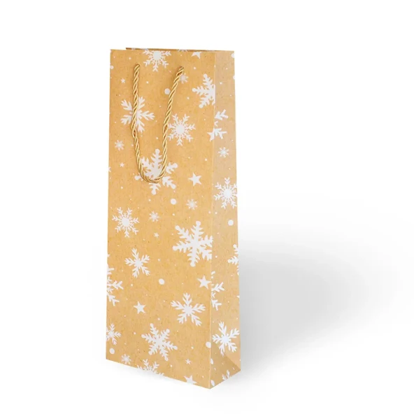 Yılbaşı Varak Baskılı Lüks Karton Çanta 12x35 - Gold Detaylı - 2