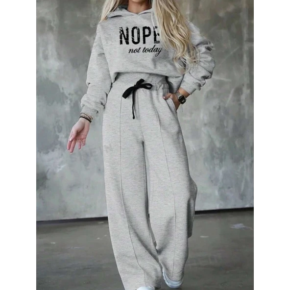 Lucky Life Kadın Uzun Kollu Nope Baskılı Beli Ribanalı Ikili Takım - 2