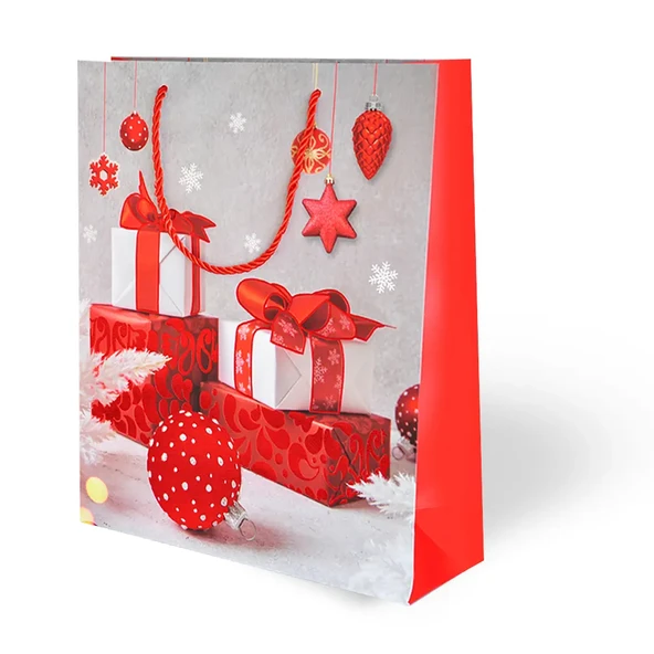 Yılbaşı Varak Baskılı Lüks Karton Çanta 26x32 - Noel - 4