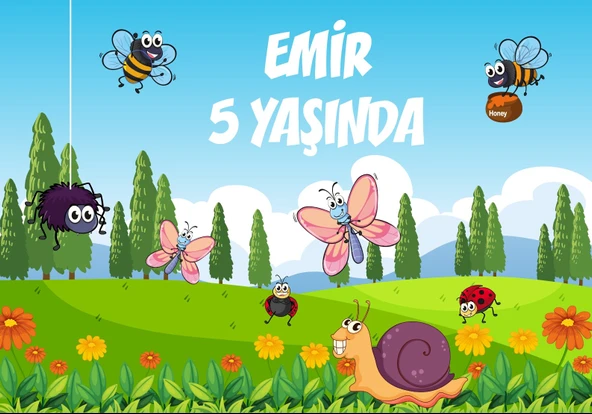 Orman ve Arılar Temalı Doğum Günü Afişi - 70x100 Cm ürün görseli