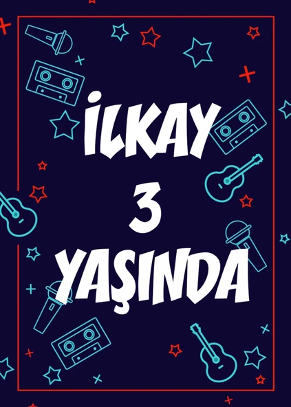 Müzik Aletlerii Temalı Doğum Günü Afişi - 70x100 Cm ürün görseli