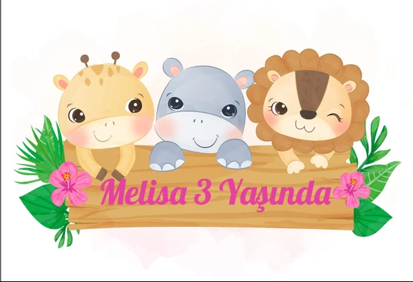 Sevimli Hayvanlar Doğuym Günü Afişi - 100x150 Cm ürün görseli