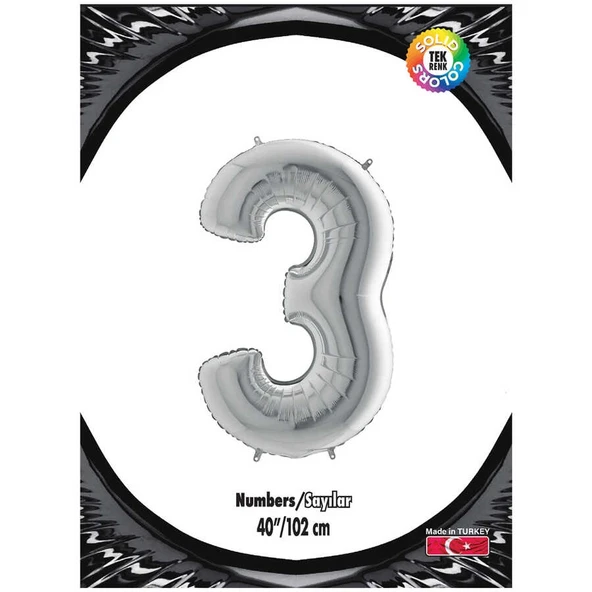 3 Rakam Gümüş Folyo Balon 40"
