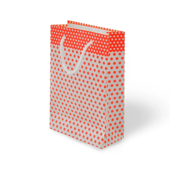 Neon Pembe Puantiyeli Karton Çanta 11x16,5cm - 1