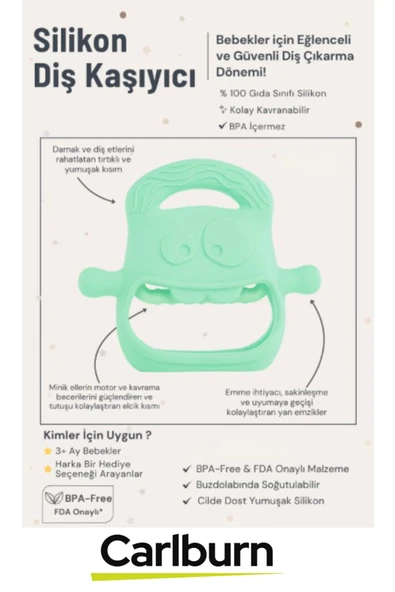 Bpa İçermeyen Yumuşak Diş Çıkarma Dönemi Kaşıma Karşıtı Eğlenceli Güvenli Bebek Silikon Diş Kaşıyıcı - 2