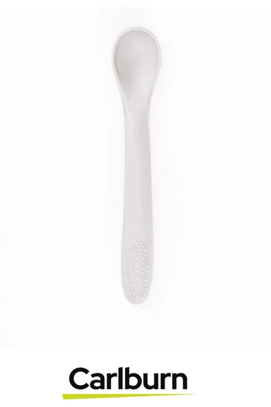 Özel Üretim BPA İçermeyen Kaymaz Önlük Diş Kaşıyıcı Kaşık Vakumlu Tabak 3’lü Silikon Gri Yemek Seti - 5