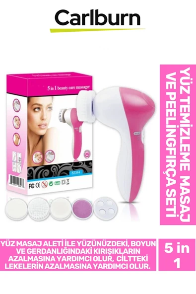 Özel Üretim 5 in 1 Başlıklı Pilli Yüz Temizleme Cilt Bakımı Siyah Nokta Masaj Peeling Fırça seti