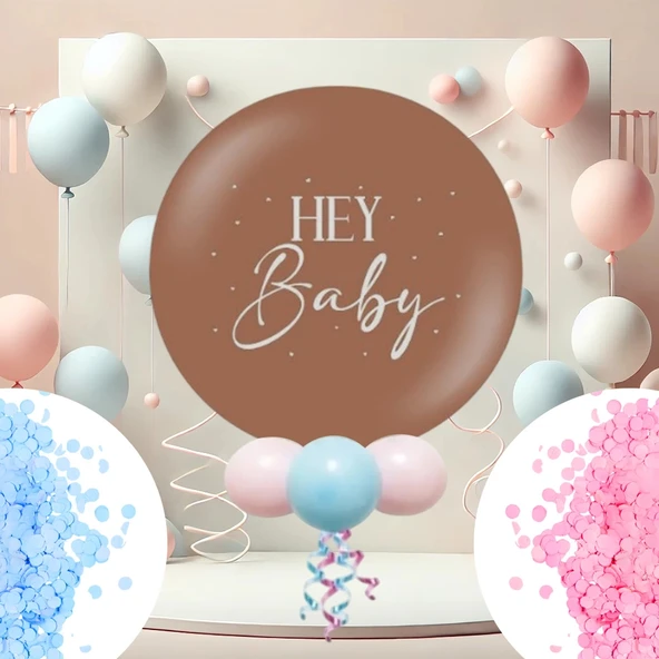 24" Cinsiyet Partisi Balon Kiti -Karamel & Kahve-
