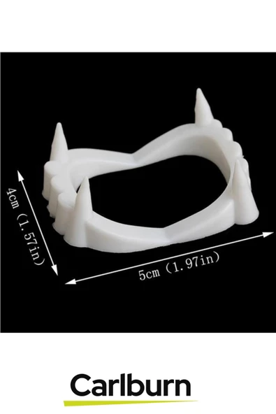 Özel Üretim Kostüm Parti Halloween Cadılar Bayramı Esnek Beyaz Renk Çift Damak Takma Vampir Dişi - 3