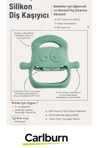 Bpa İçermeyen Yumuşak Diş Çıkarma Dönemi Kaşıma Karşıtı Eğlenceli Güvenli Bebek Silikon Diş Kaşıyıcı - 2