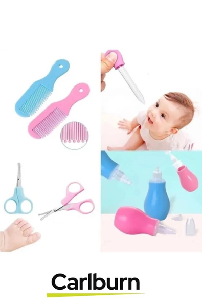 Özel Üretim Fırça Tırnak Makası Cımbız Termometre Aspiratör Damlalık 8 Parça Bebek Bakım Seti - 3