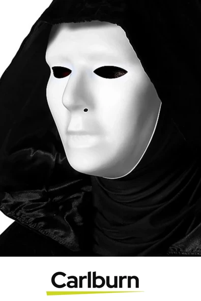 Parti Eğlence Siyah Kapüşonlu 120 cm Pelerin ve Beyaz Boyanabilir Tam Yüz Maske Kostüm Seti - 3