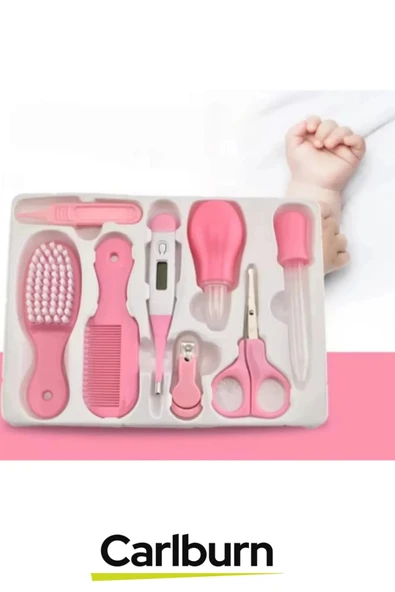 Özel Üretim Fırça Tırnak Makası Cımbız Termometre Aspiratör Damlalık 8 Parça Bebek Bakım Seti - 5