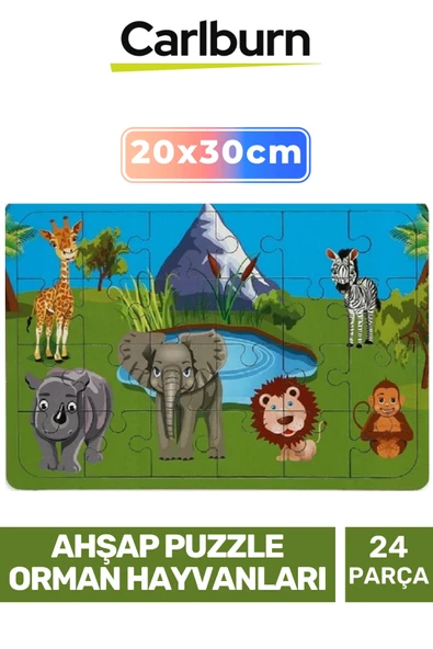 Özel Üretim Eğitici Zeka Geliştirici Öğretici Ahşap Puzzle Orman Hayvanları - 24 Parça