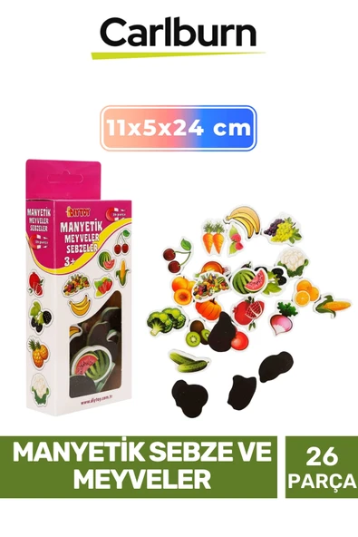 Özel Eğitici Zeka Geliştirici Öğretici El Göz Koordinasyonu Manyetik Sebze ve Meyveler- 26 Parça