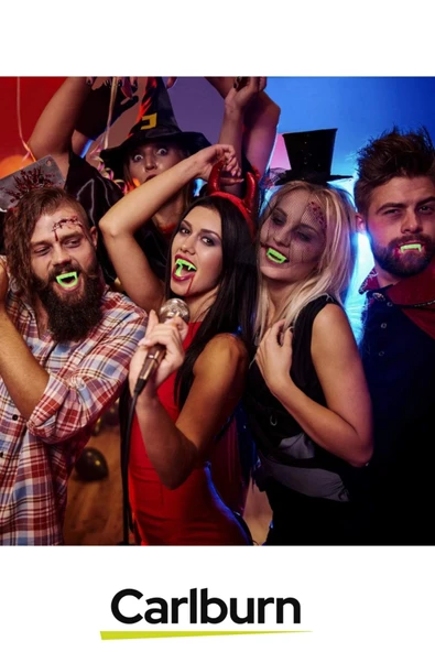 Özel Üretim Cadılar Bayramı Kostüm Partisi Fosforlu Karanlıkta Işıldayan Çift Damak Takma Vampir Diş - 4