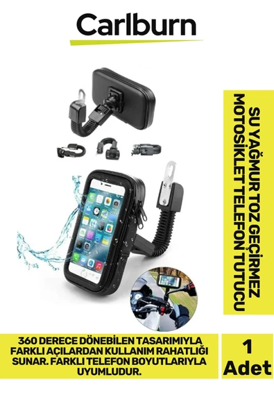 Özel Üretim Şeffaf Ön Yüzeyli Hafif 360 Derece Dönebilen Su Geçirmez Motosiklet Telefon Tutucu
