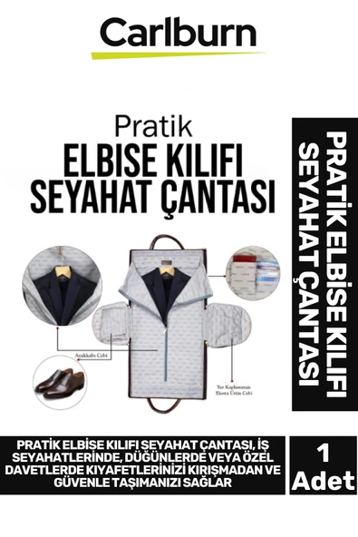 Takım Elbise Gömlek Kırışma Önleyici Düğün Davet İş Toplantı Pratik Elbise Kılıfı Seyahat Çantası - 1