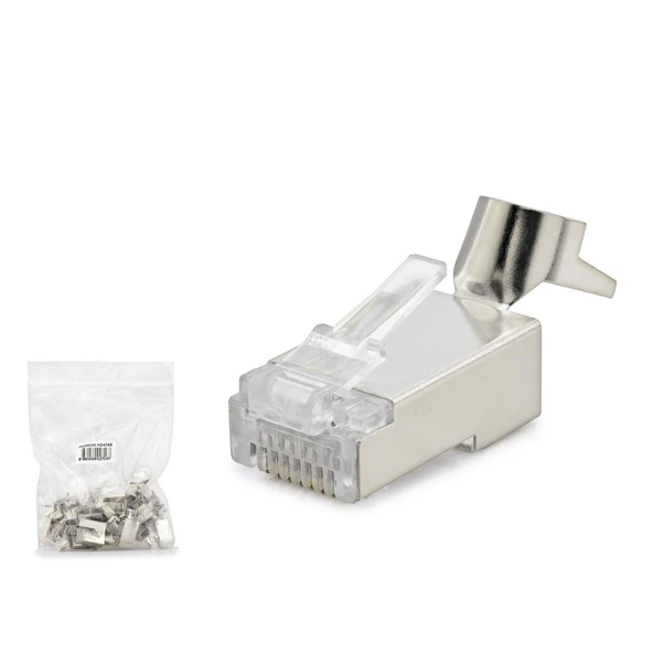 Cat7 Konnektör 25Li Paket Metal Sılver HDX5055 ürün görseli