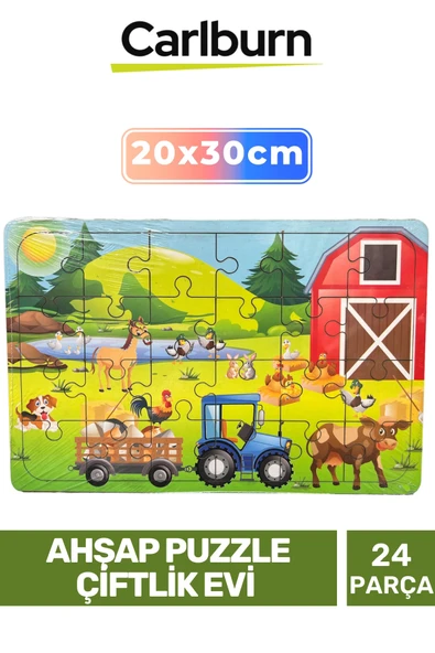 Özel Seri Eğitici Zeka Geliştirici Öğretici El Göz Koordinasyonu Ahşap Puzzle Çiftlik Evi - 24 Parça