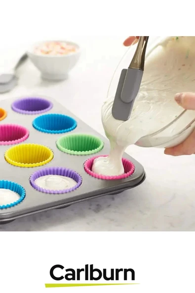 Özel Esnek Yapışmaz Yüksek Isıya Dayanıklı Yıkanabilir Fırın 12'li Silikon Kek Muffin Cupcake Kalıbı - 4