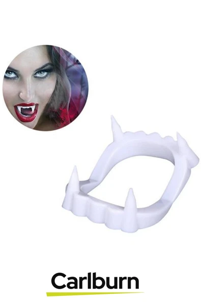 Özel Üretim Kostüm Parti Halloween Cadılar Bayramı Esnek Beyaz Renk Çift Damak Takma Vampir Dişi - 4