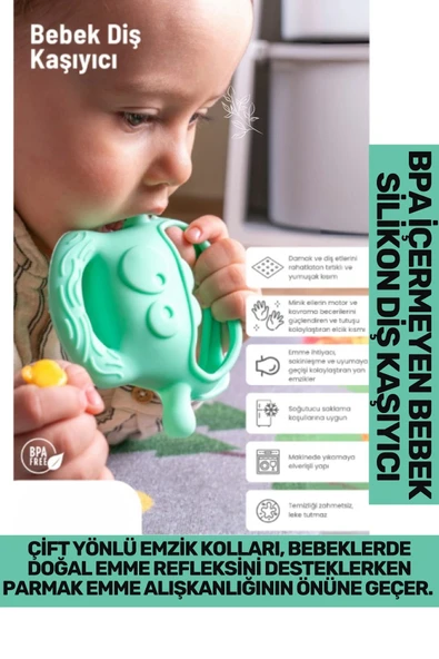 Bpa İçermeyen Yumuşak Diş Çıkarma Dönemi Kaşıma Karşıtı Eğlenceli Güvenli Bebek Silikon Diş Kaşıyıcı