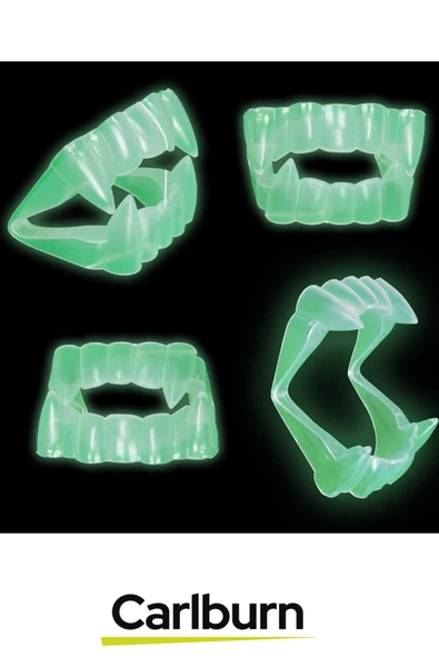 Özel Üretim Cadılar Bayramı Kostüm Partisi Fosforlu Karanlıkta Işıldayan Çift Damak Takma Vampir Diş - 2