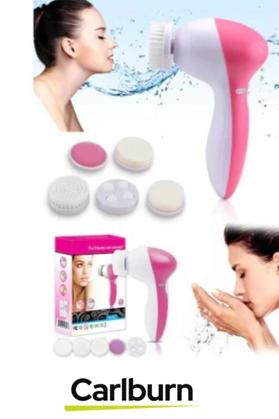 Özel Üretim 5 in 1 Başlıklı Pilli Yüz Temizleme Cilt Bakımı Siyah Nokta Masaj Peeling Fırça seti - 2