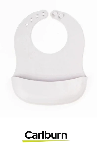 Özel Üretim BPA İçermeyen Kaymaz Önlük Diş Kaşıyıcı Kaşık Vakumlu Tabak 3’lü Silikon Gri Yemek Seti - 3