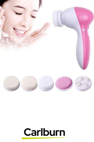 Özel Üretim 5 in 1 Başlıklı Pilli Yüz Temizleme Cilt Bakımı Siyah Nokta Masaj Peeling Fırça seti - 3