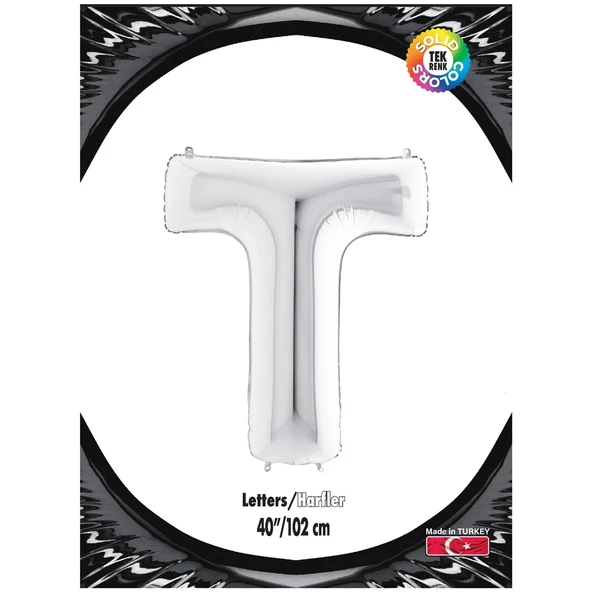 T Harf Gümüş Folyo Balon 40"