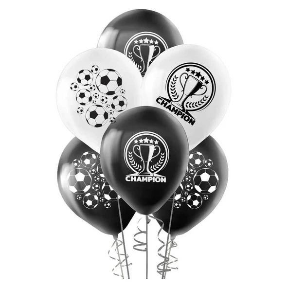 Champion Baskılı Siyah Beyaz Pastel Balon 12" - 2