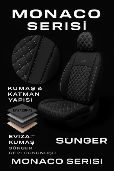 Peugeot 206 2003- 2005 Quicksilver – Ticari Araç 2+1 Uyumlu Monaco Serisi Eviza Koltuk Kılıfı – Siyah, Kolay Montaj - Resim 11